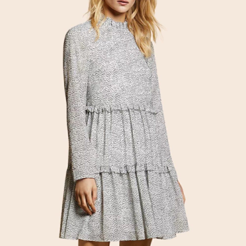 Ted Baker Black & White Phenia Flocked-Spot Mini Dress NWT Size 1 (Small)
